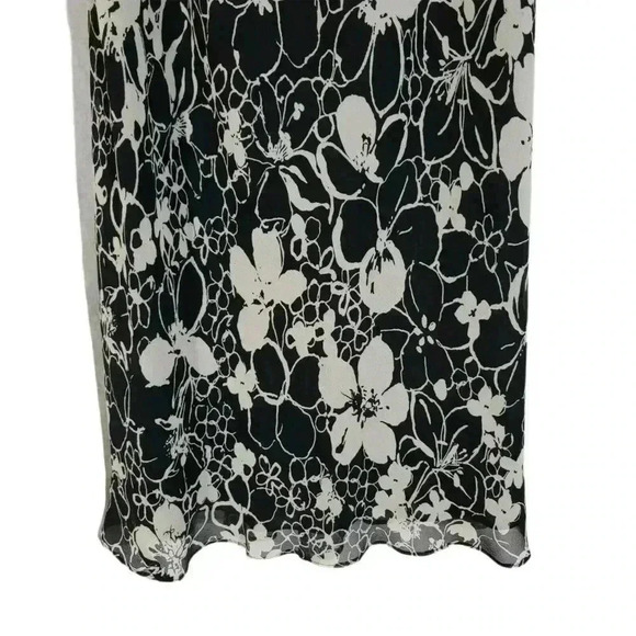 Ann Taylor Black Taupe Flower Floral Silk Sleevele - Picture 4 of 6